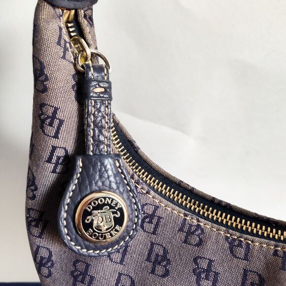 Vintage Dooney & Bourke Bag Signature Y2K 90S Blue Gray Dust Bag Canvas Leather - Picture 5 of 16